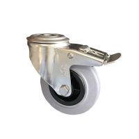 Grey Rubber Castors Bolt Hole with Brake 