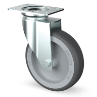 Insititutional Swivel Zinc Plated Castor Grey Thermoplastic Wheels